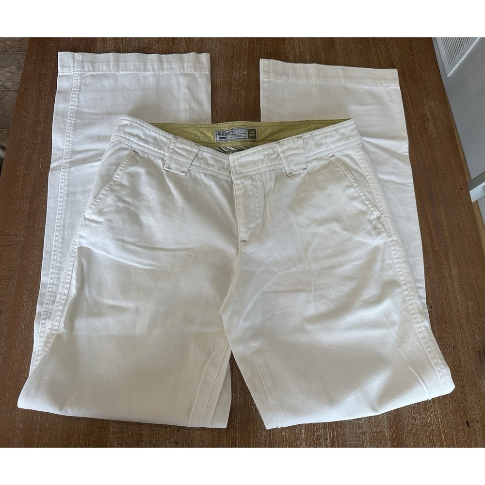 Women's Old Navy Low Waist Wide Leg Chino Jeans Pants Size 4 White Y2K